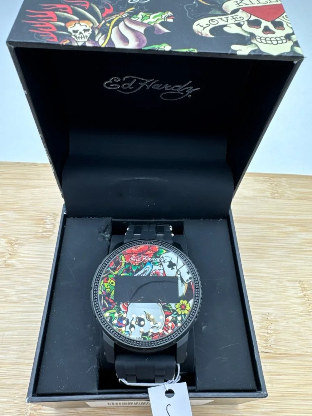 Ed Hardy Ed Hardy Skull Men's Quartz Movement Black Printed Digital Watch